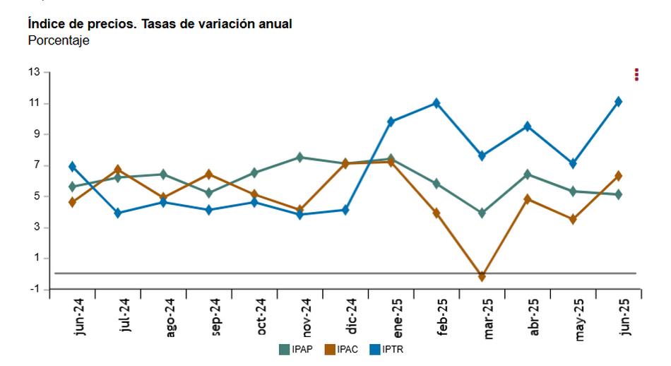 3 Indice de precios Tasas de variación anual porcentaje junio 2024 vs junio 2025