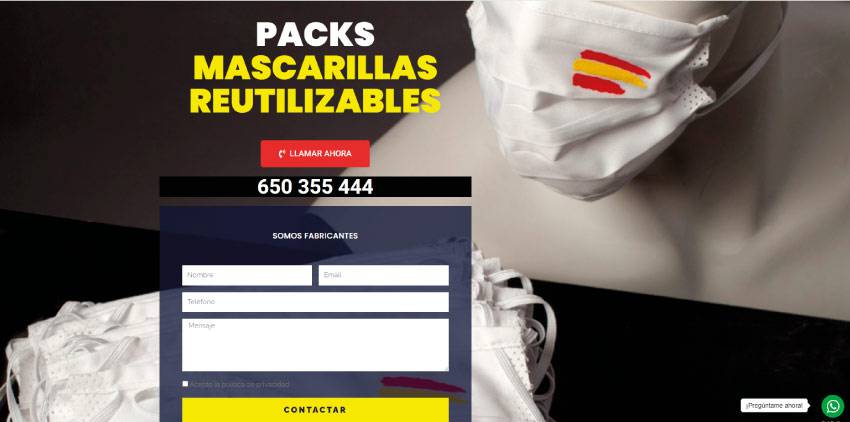 Web 50mascarillas.com