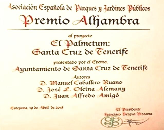 Asociación Española de Parques y Jardines Premio Alhambra 1