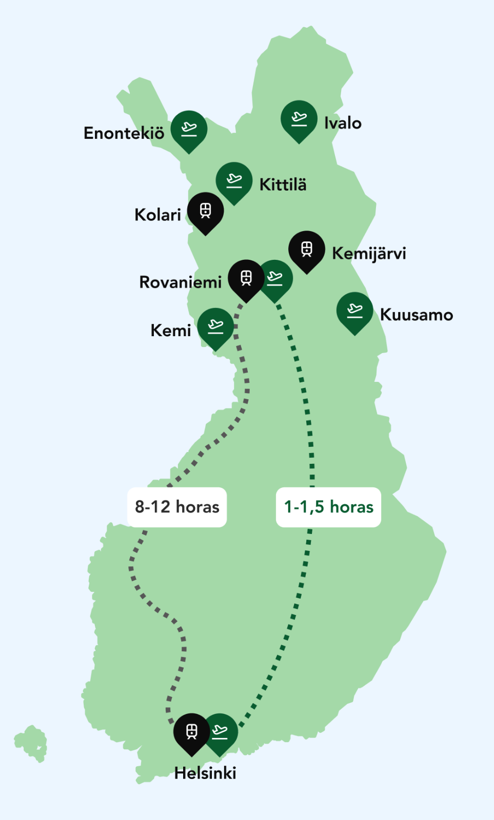 Laponia donde el sol no se pone en verano - mapa