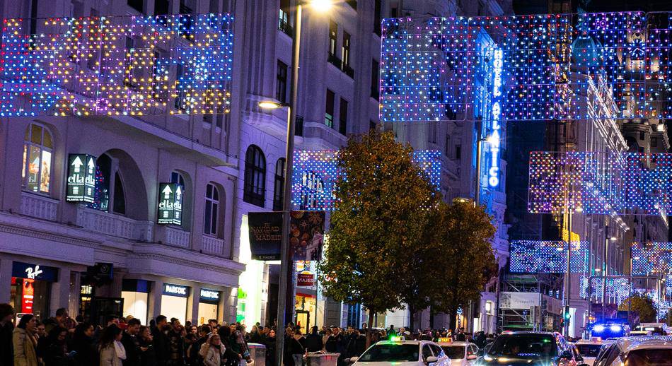 Luces de Navidad calle Gran Vía de Madrid