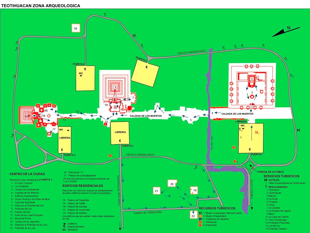 Pirámides Teotihuacan en México - planorecinto arqueológico