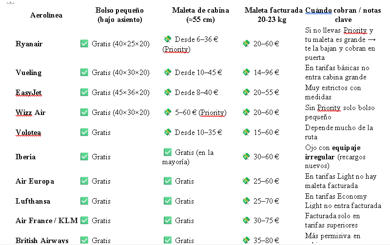 aerolineas y maletas