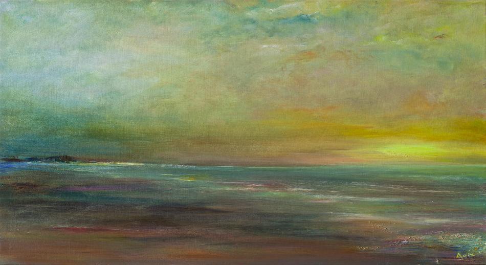 Amanecer pintura sobre óleo