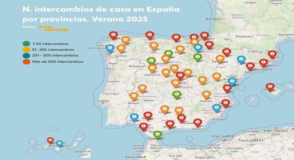 Mapa HomeEchange casas en España