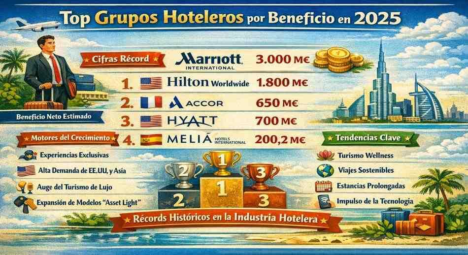 Top grupos hoteleros por beneficios 2025